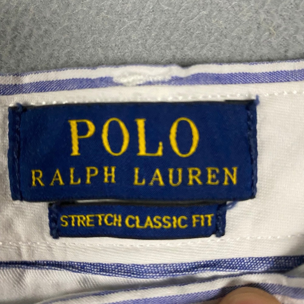 Polo Ralph Lauren Mens 36 Stretch Classic Fit Pinstripe Shorts Blue White Stripe - Picture 4 of 8